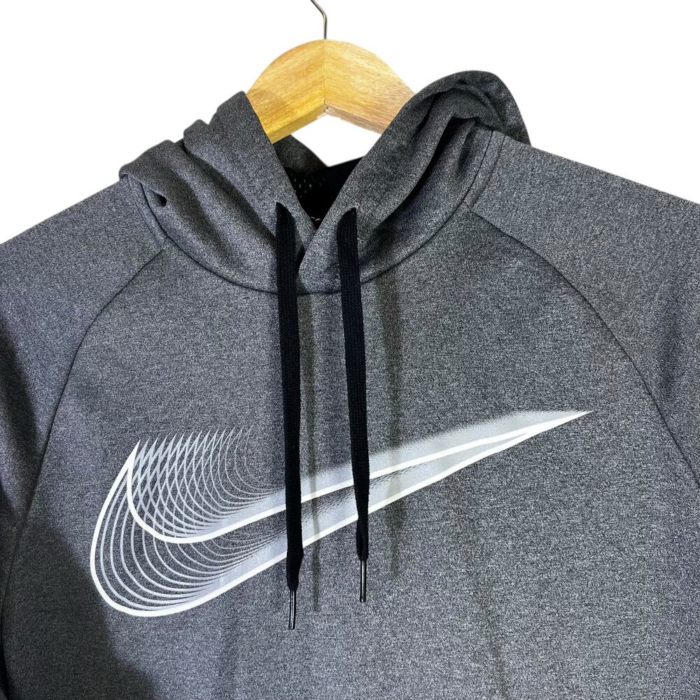 Nike Dri-Fit Hoodie Mens M Gray Swoosh Pullover Athletic Logo Sportswear Gym - Picture 2 of 5